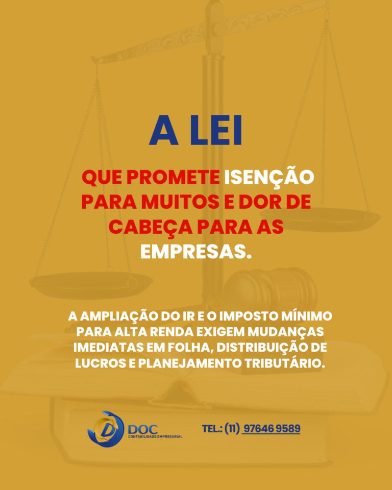 A DOC Contabilidade analisa a nova Lei nº 15.270/2025 e seus impactos nas empresas